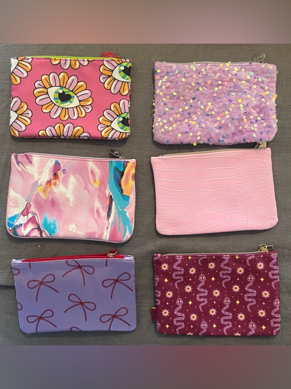 Ipsy Colorful Patterned Cosmetic Pouches - Set of 6